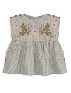 Pure Cotton Embroidered Gingham Outfit (0-24 Mths)