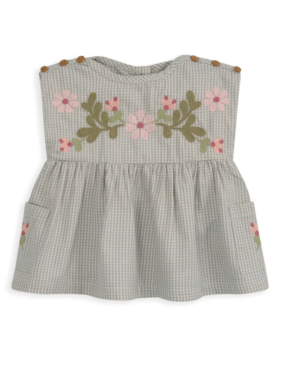 Pure Cotton Embroidered Gingham Outfit (0-24 Mths)