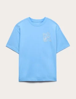 Pure Cotton Embroidered Graphic T-Shirt (6-16 Yrs)