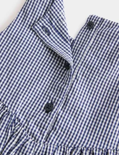 Pure Cotton Embroidered Gingham Dress (0-5 Yrs)