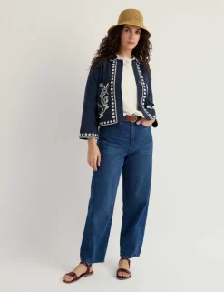 Pure Cotton Embroidered Lightweight Jacket
