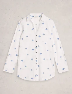 Pure Cotton Embroidered Longline Shirt