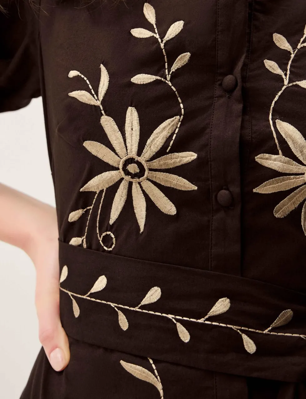 Pure Cotton Embroidered Maxi Shirt Dress
