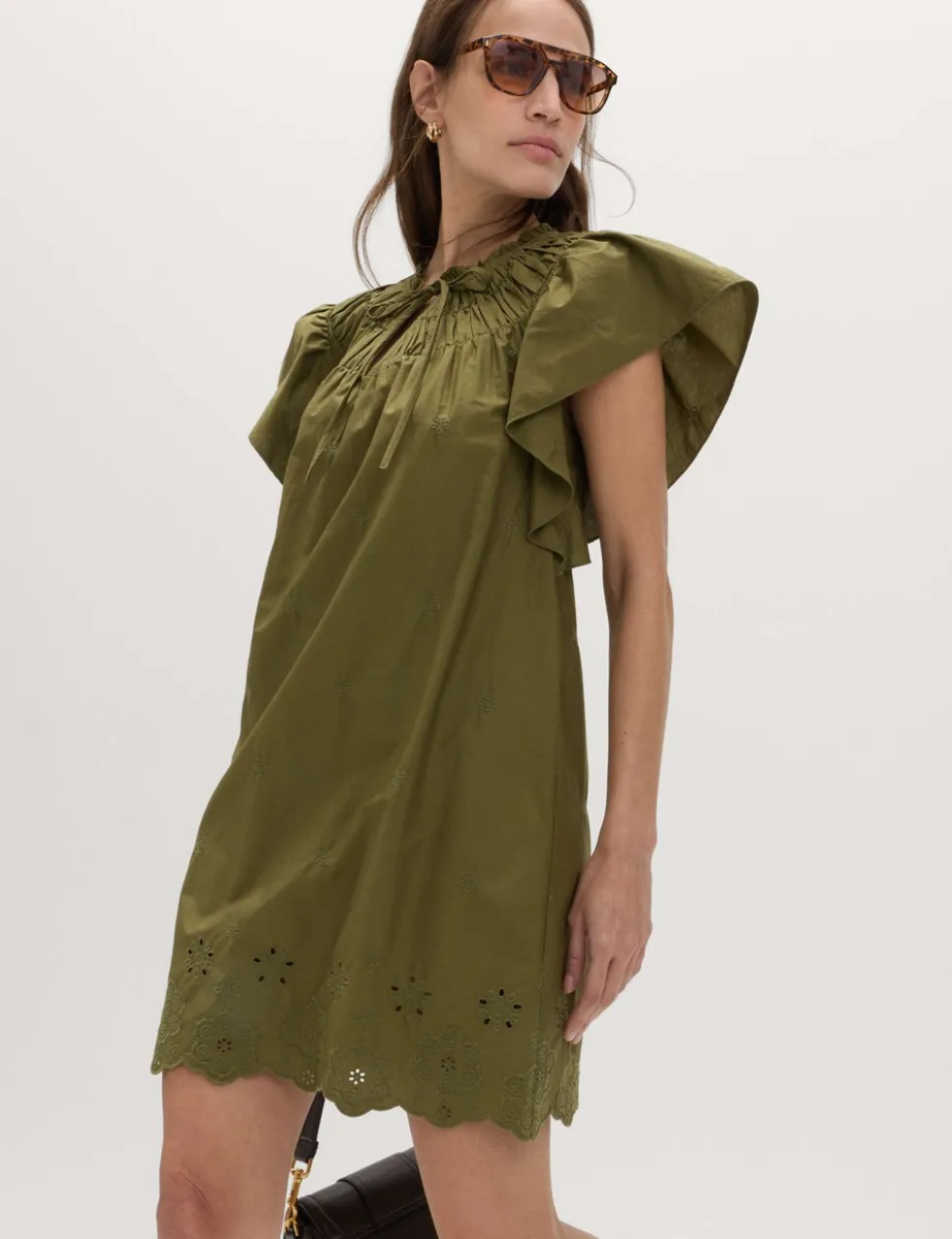 Pure Cotton Embroidered Mini Smock Dress
