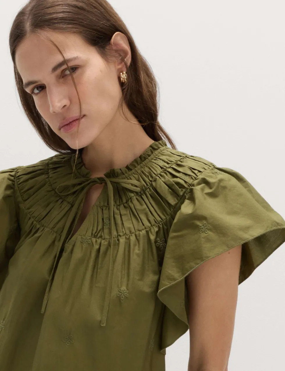 Pure Cotton Embroidered Mini Smock Dress