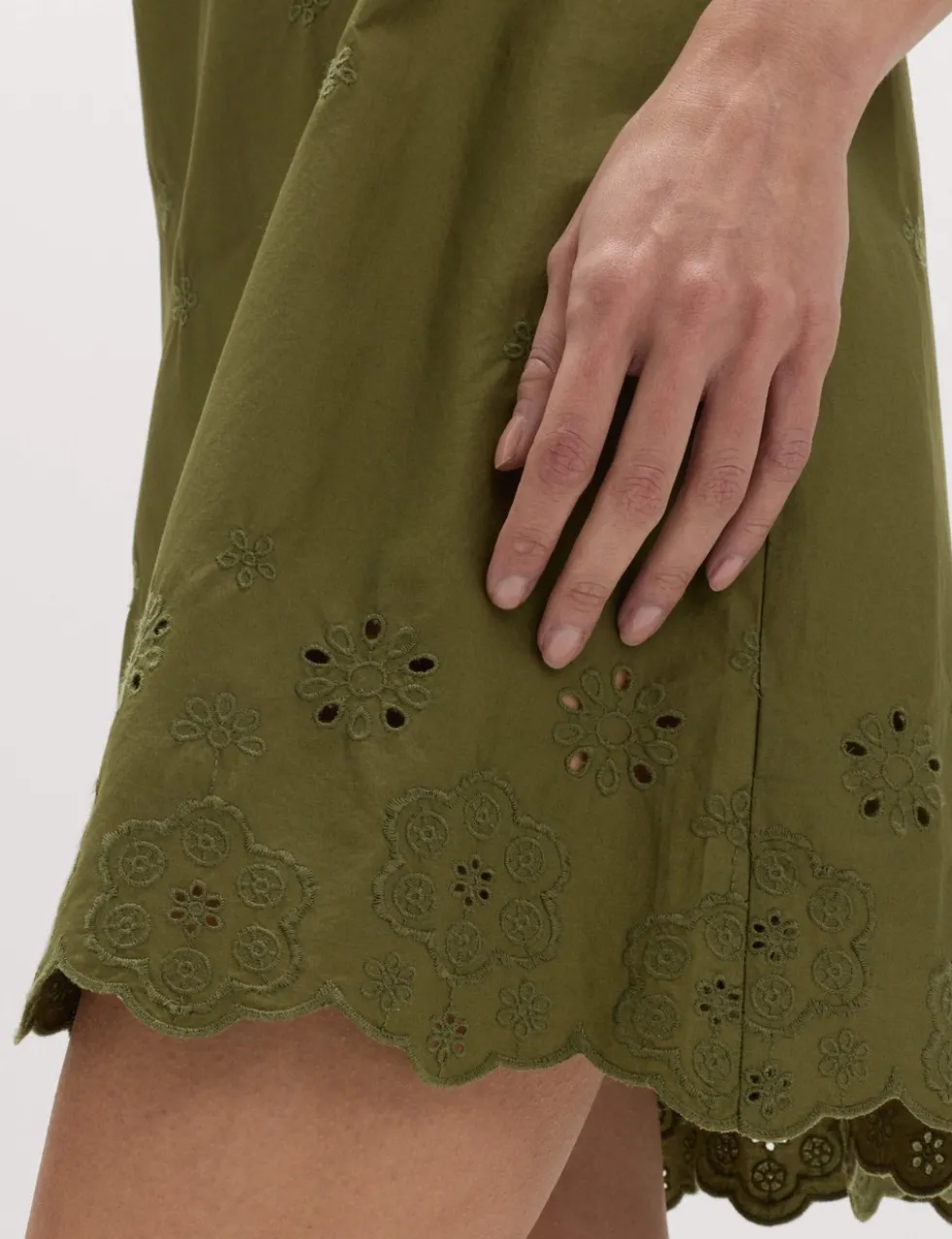 Pure Cotton Embroidered Mini Smock Dress