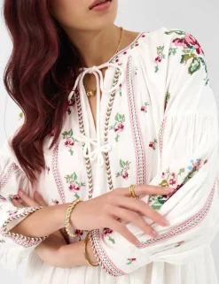 Pure Cotton Embroidered Maxi Beach Dress