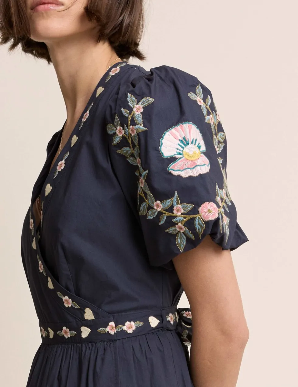 Pure Cotton Embroidered Midi Tiered Dress