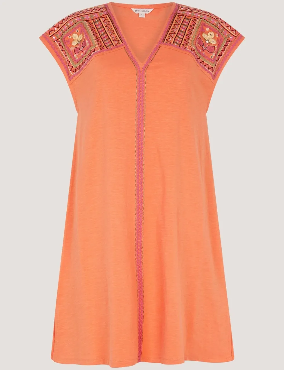 Pure Cotton Embroidered Mini Kaftan Dress