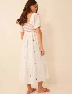 Pure Cotton Embroidered Midaxi Beach Dress