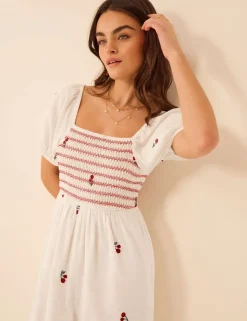 Pure Cotton Embroidered Midaxi Beach Dress