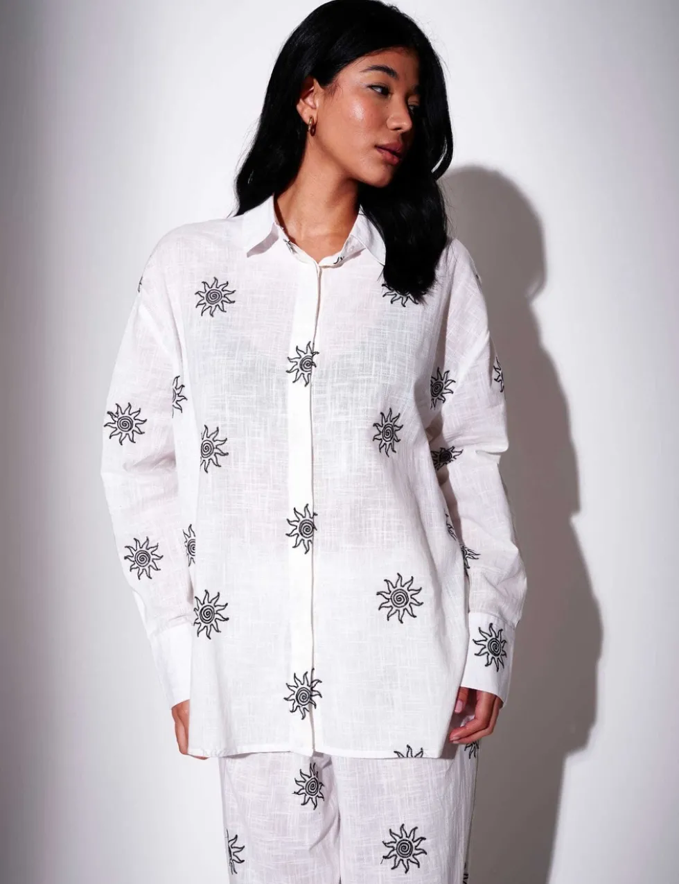 Pure Cotton Embroidered Relaxed Beach Shirt