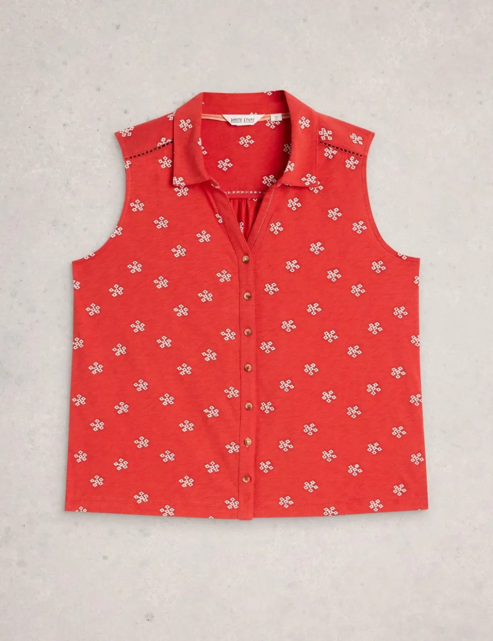 Pure Cotton Embroidered Sleeveless Shirt