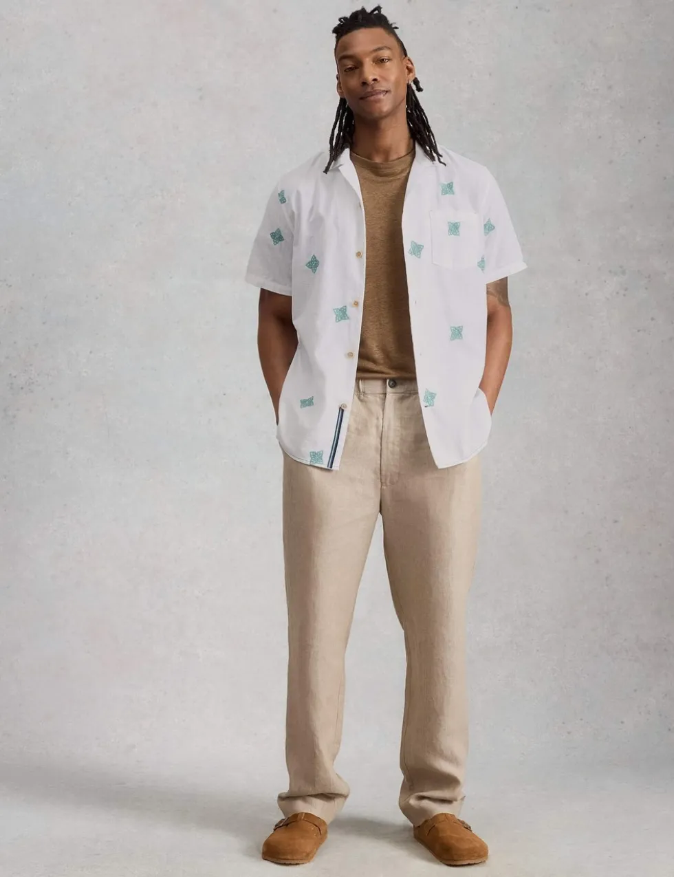 Pure Cotton Embroidered Short Sleeve Shirt