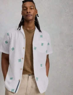 Pure Cotton Embroidered Short Sleeve Shirt