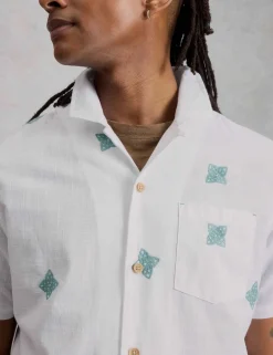 Pure Cotton Embroidered Short Sleeve Shirt