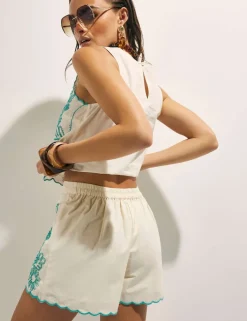 Pure Cotton Embroidered Shorts