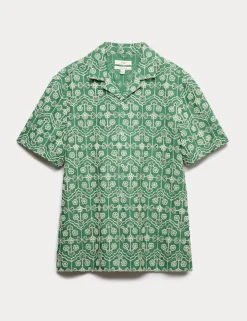 Pure Cotton Embroidered Short Sleeve Shirt