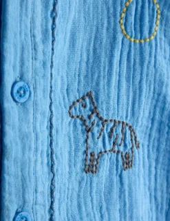 Pure Cotton Embroidered Safari Romper (0-24 Mths)