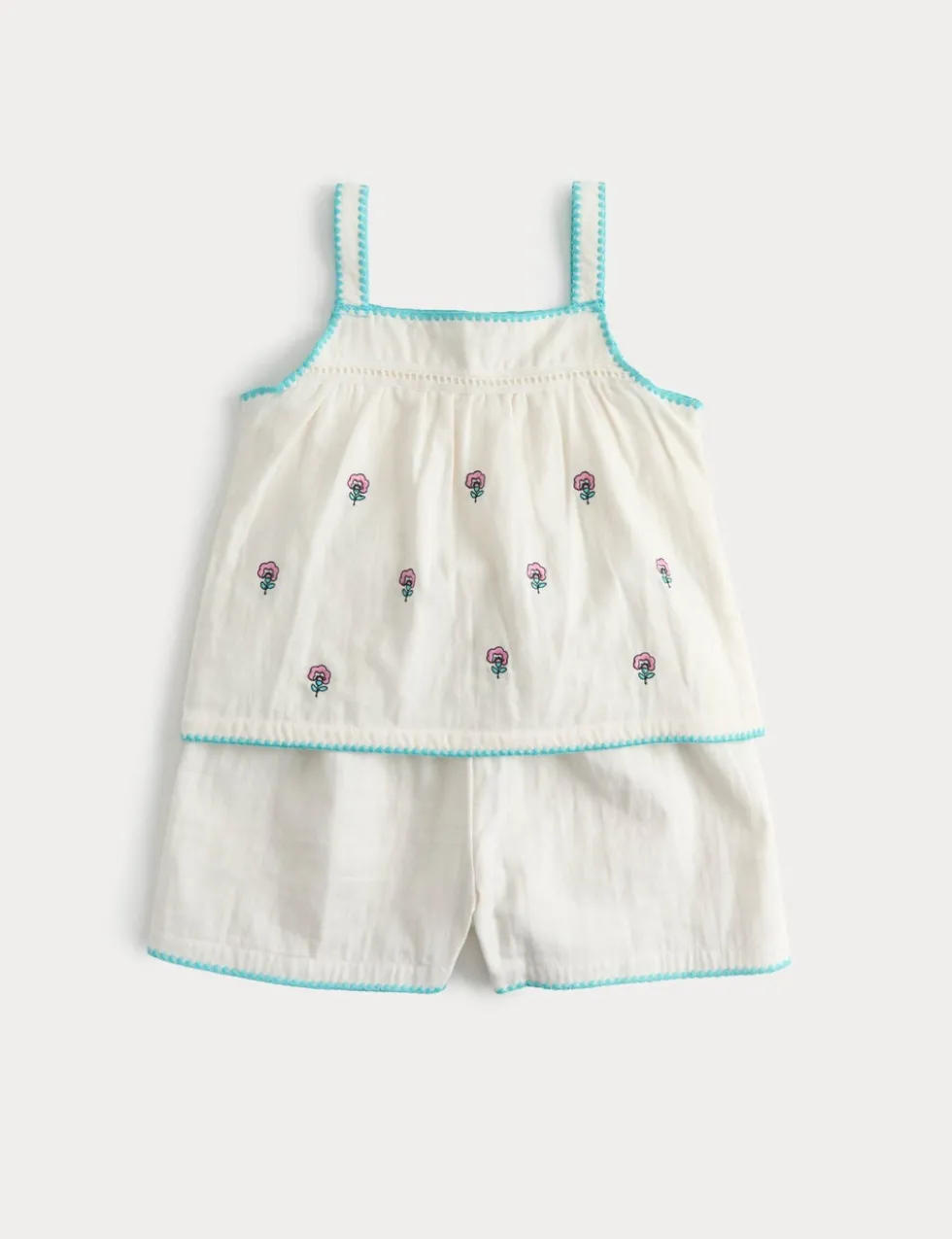 Pure Cotton Embroidered Short Pyjamas (1-8 Yrs)