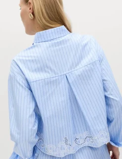 Pure Cotton Embroidered Striped Shirt