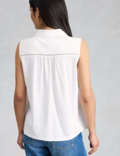 Pure Cotton Embroidered Sleeveless Shirt