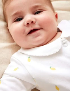 Pure Cotton Embroidered Sleepsuit (7lbs-12 Mths)