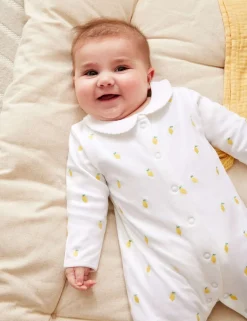 Pure Cotton Embroidered Sleepsuit (7lbs-12 Mths)