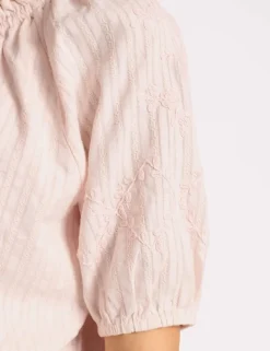 Pure Cotton Embroidered Scoop Neck Top
