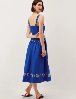 Pure Cotton Embroidered Square Neck Dress