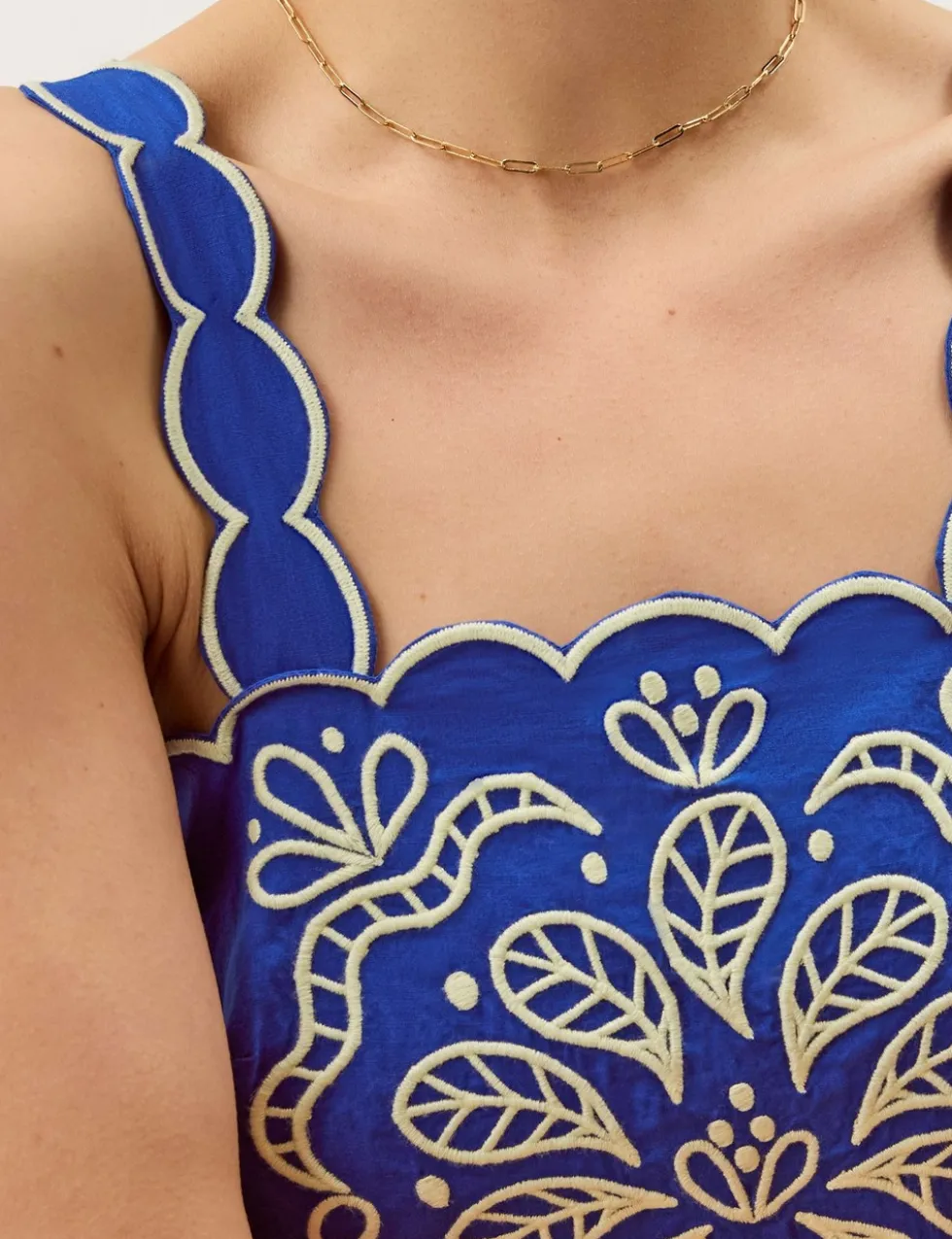 Pure Cotton Embroidered Square Neck Dress