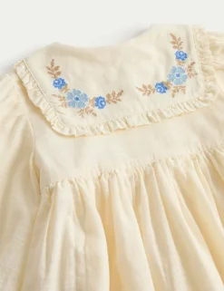 Pure Cotton Embroidered Sailor Collar Dress (0-5 Yrs)
