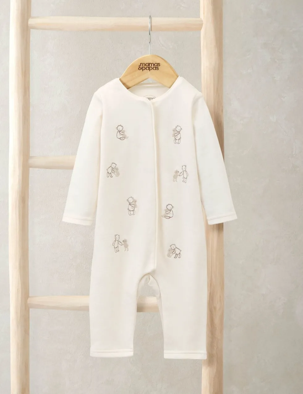 Pure Cotton Embroidered Teddy Romper (7lbs-12 Mths)