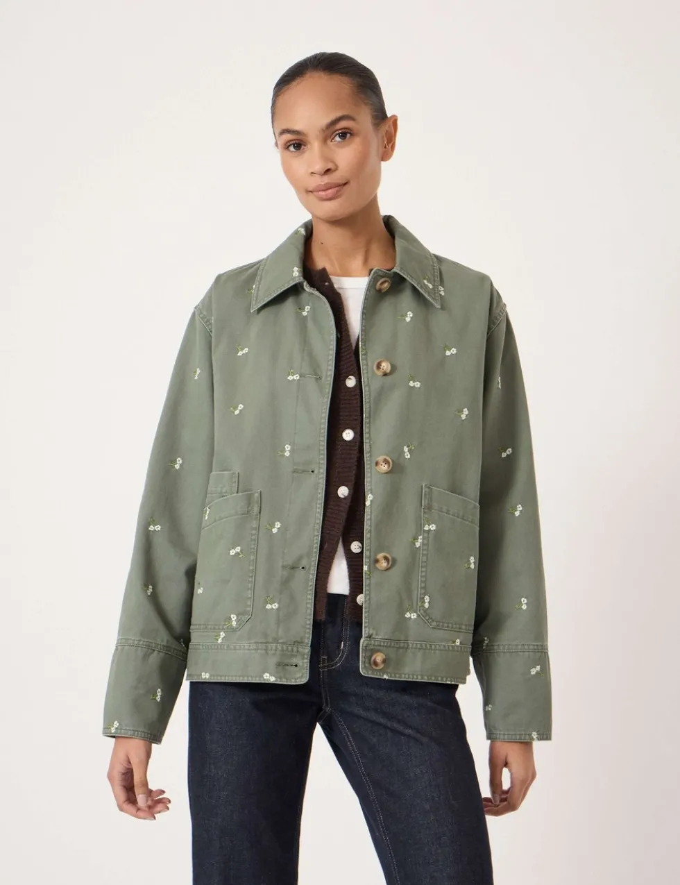 Pure Cotton Embroidered Utility Jacket