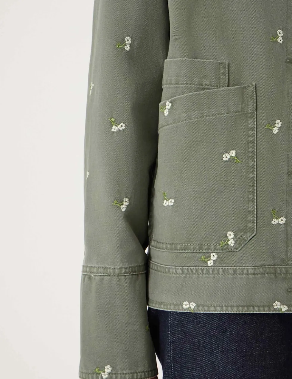 Pure Cotton Embroidered Utility Jacket
