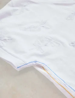 Pure Cotton Embroidered V-Neck T-Shirt