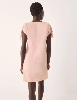 Pure Cotton Embroidered V-Neck Mini Kaftan