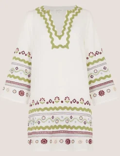 Pure Cotton Embroidered V-Neck Relaxed Tunic