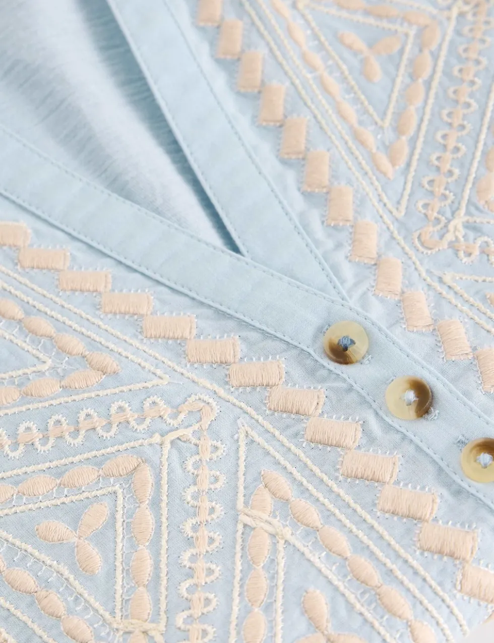 Pure Cotton Embroidery Tie Hem Top