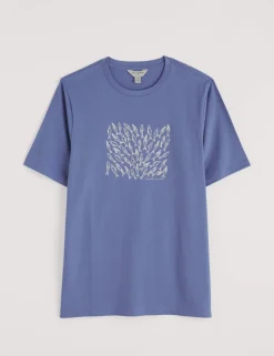 Pure Cotton Fish Graphic Crew Neck T-Shirt