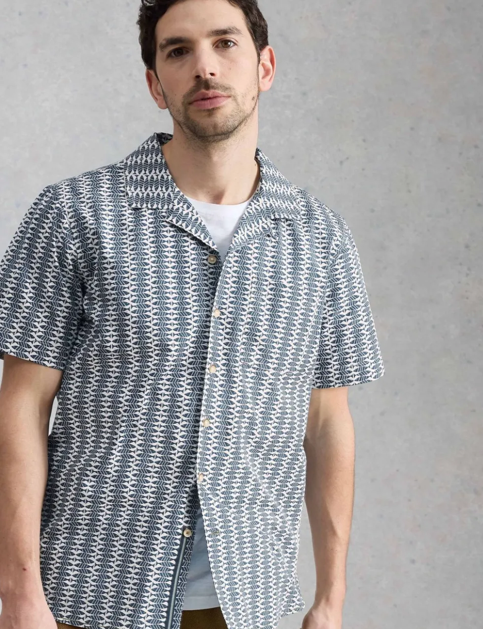 Pure Cotton Fish Print Short Sleeve Shirt