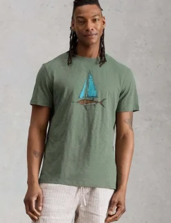 Pure Cotton Fish Sail Graphic T-Shirt
