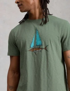Pure Cotton Fish Sail Graphic T-Shirt