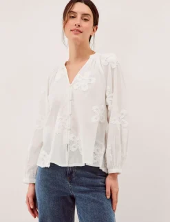 Pure Cotton Floral Applique Shirt