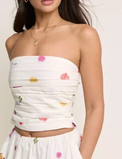 Pure Cotton Floral Bandeau Top