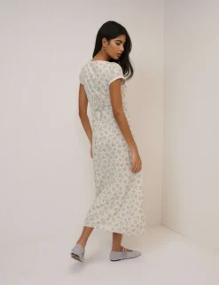 Pure Cotton Floral Bandeau Midi Dress