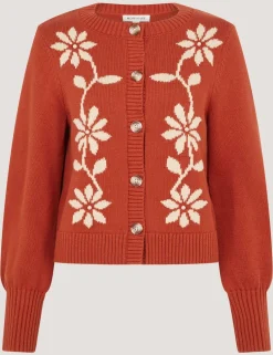 Pure Cotton Floral Blouson Sleeve Cardigan