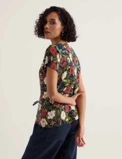 Pure Cotton Floral Button Through Top