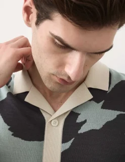 Pure Cotton Floral Button Through Polo