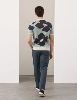Pure Cotton Floral Button Through Polo